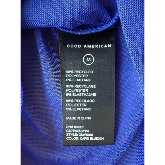 GOOD AMERICAN Mesh Tank Top Capri Blue Women's M Sheer Stretch NWOT Retail $79 - Picture 4 of 6